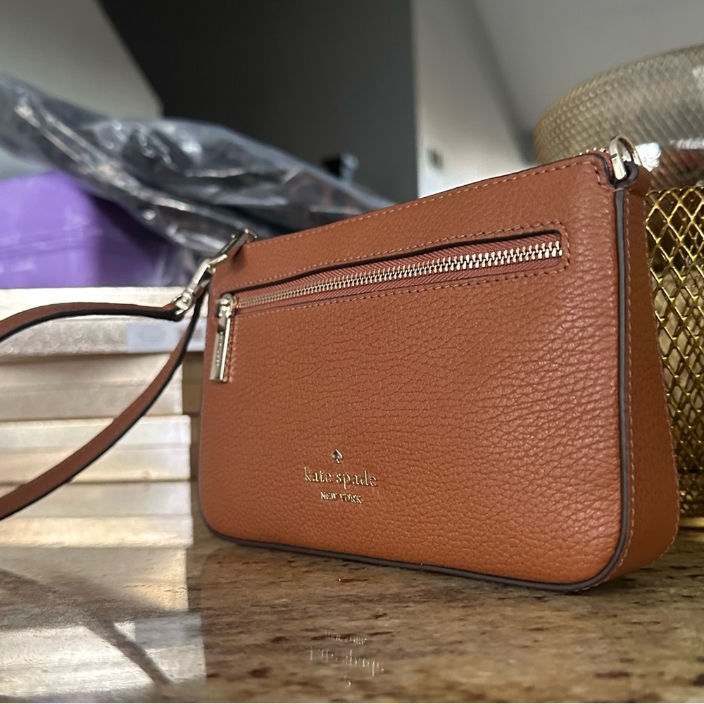 Kate Spade Leila Convertible Wristlet Shoulder Bag Leather Gingerbread Brown New - Picture 2 of 8